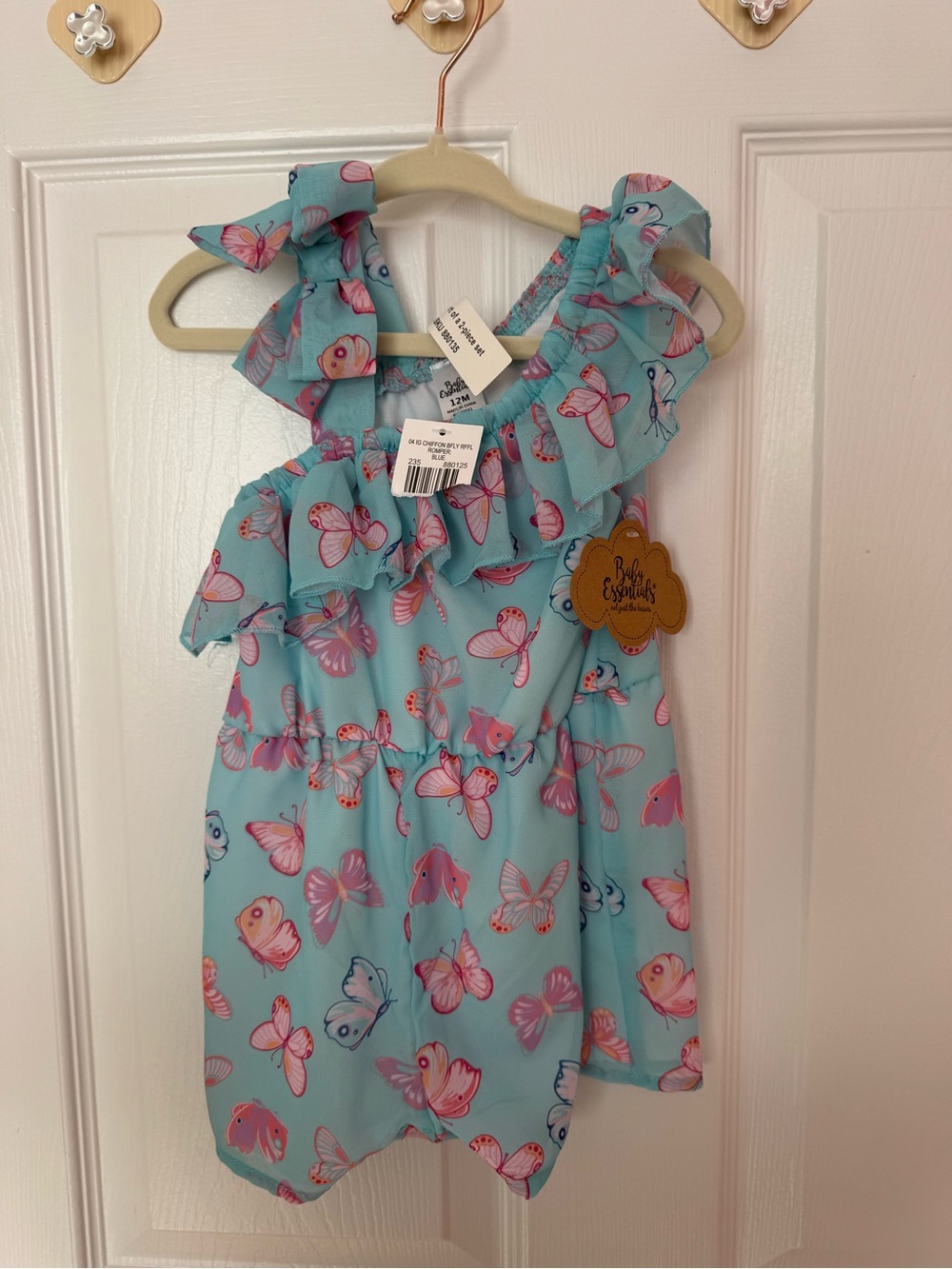 Baby Essentials Light Blue Butterfly Print Ruffled Sundress